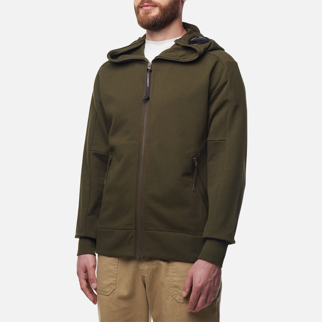 C.P. Company Мужская толстовка Diagonal Raised Fleece Explorer Goggle Full Zip