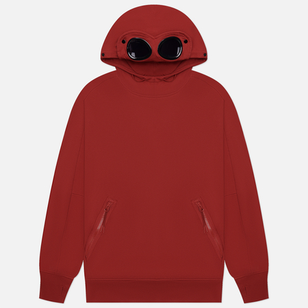 фото Мужская толстовка c.p. company diagonal raised fleece goggle ribbed, цвет красный, размер s