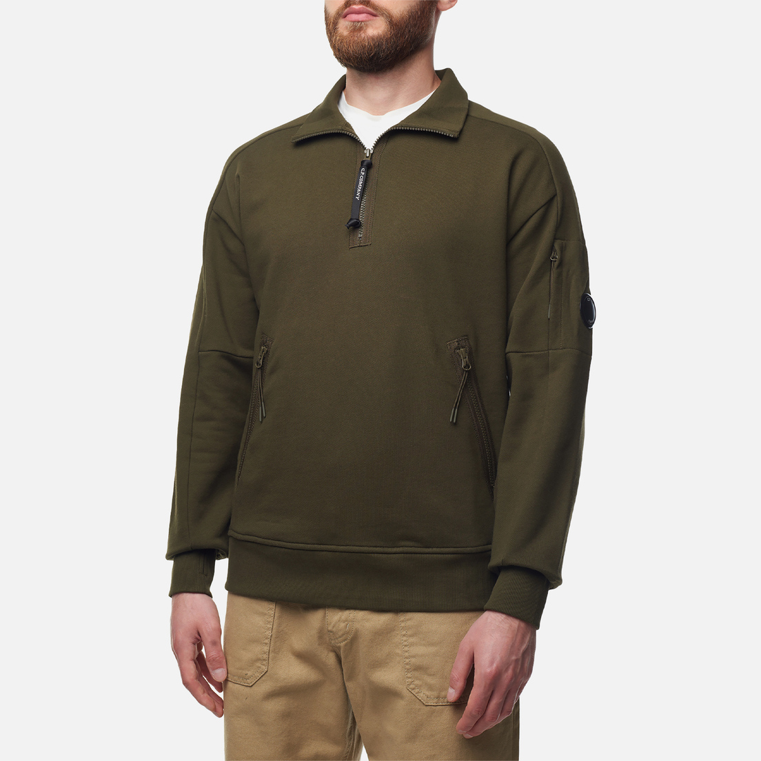 C.P. Company Мужская толстовка Diagonal Raised Fleece Quarter Zipped