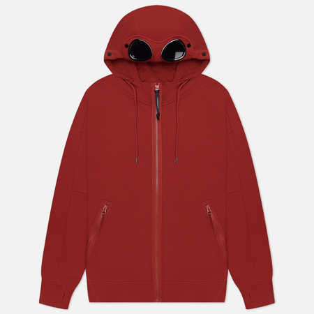 фото Мужская толстовка c.p. company diagonal raised fleece zipped goggle hoodie, цвет красный, размер s