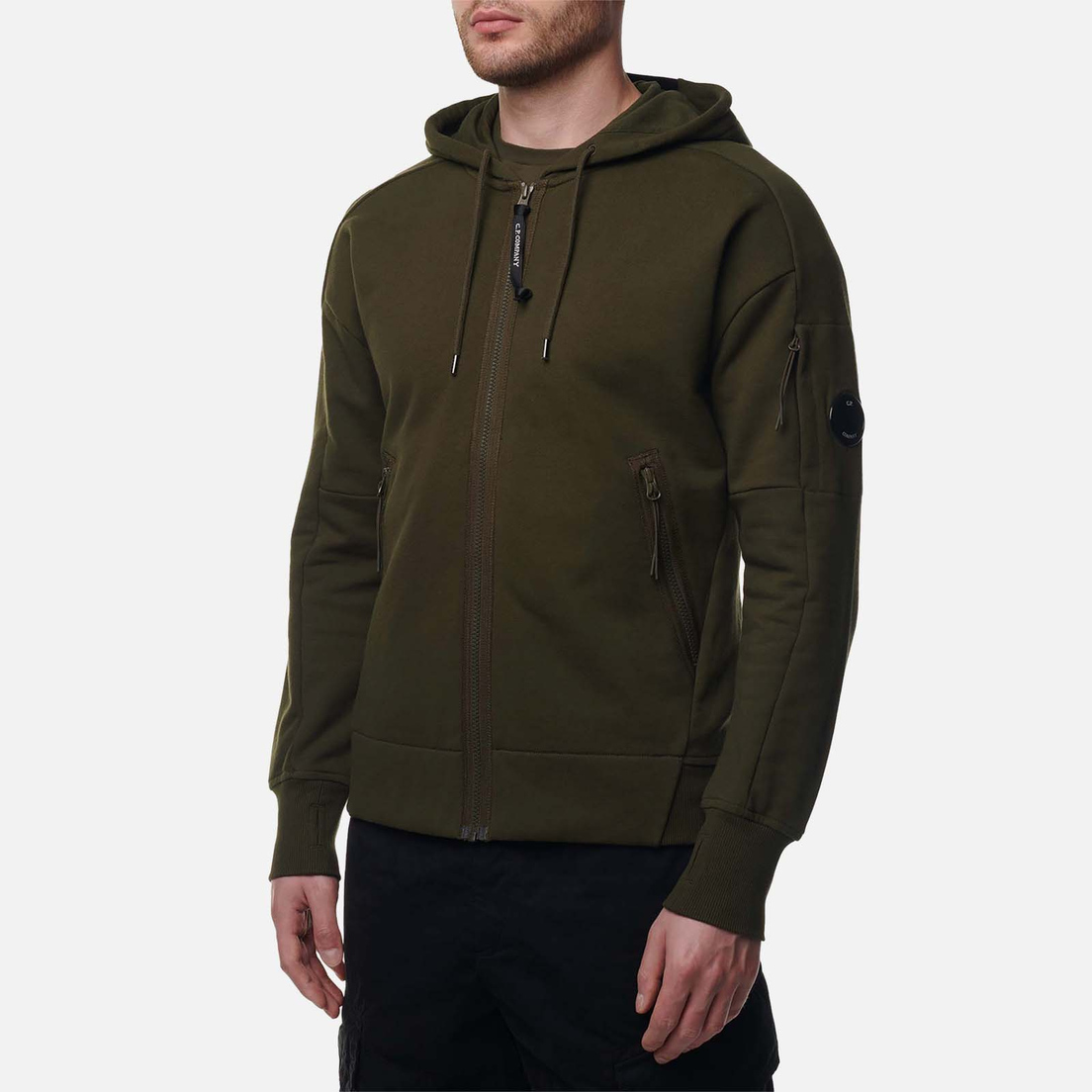 C.P. Company Мужская толстовка Diagonal Raised Fleece Zipped Lens Hoodie