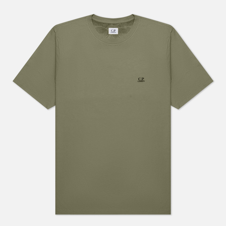 фото Мужская футболка c.p. company 30/1 jersey goggle print logo, цвет зелёный, размер s