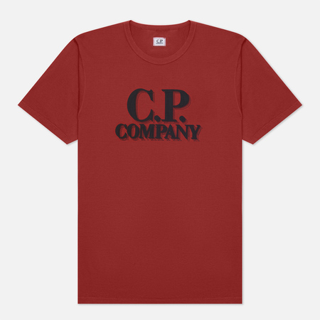 фото Мужская футболка c.p. company 30/1 jersey logo print, цвет красный, размер s