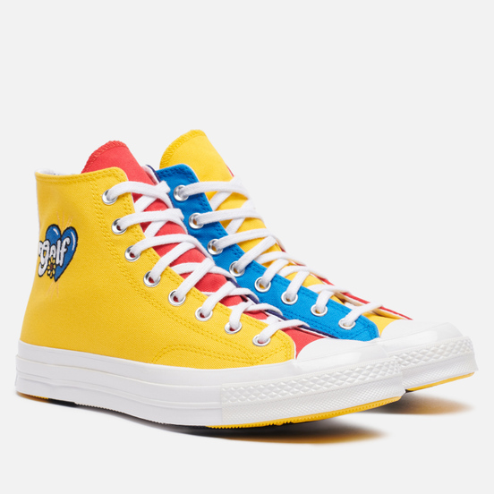 Мужские кеды Converse x Tyler The Creator Golf le Fleur Chuck 70 Hi Blue/Yellow/Red