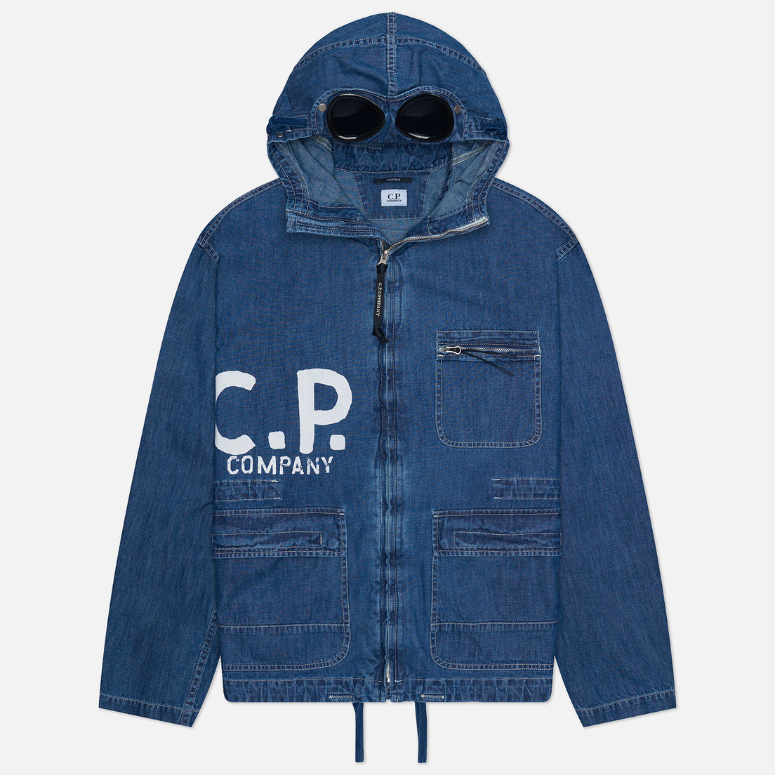 C.P. Company Мужская джинсовая куртка Blu Goggle Garment Dyed