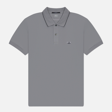 фото Мужское поло c.p. company stretch piquet regular striped collar, цвет серый, размер s