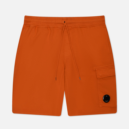 фото Мужские шорты c.p. company cotton diagonal fleece cargo resist dyed, цвет оранжевый, размер s