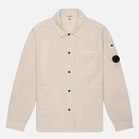 фото Мужская рубашка c.p. company ottoman workwear, цвет бежевый, размер s