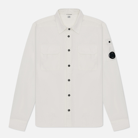 фото Мужская рубашка c.p. company gabardine pocket, цвет белый, размер s