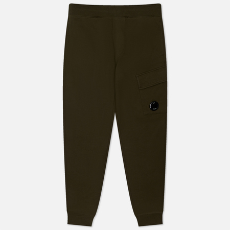 фото Мужские брюки c.p. company diagonal raised fleece cargo cuffed leg, цвет оливковый, размер s