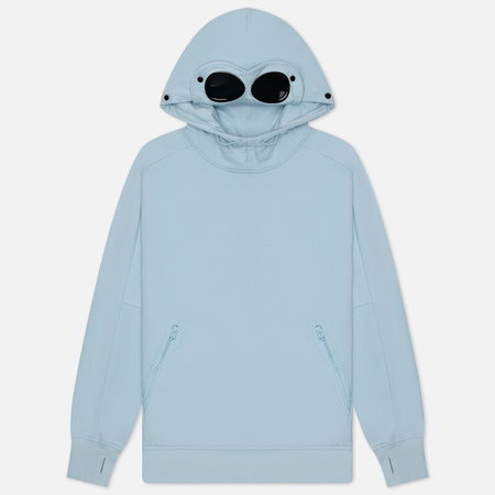 фото Мужская толстовка c.p. company diagonal raised fleece hoodie goggle, цвет голубой, размер s
