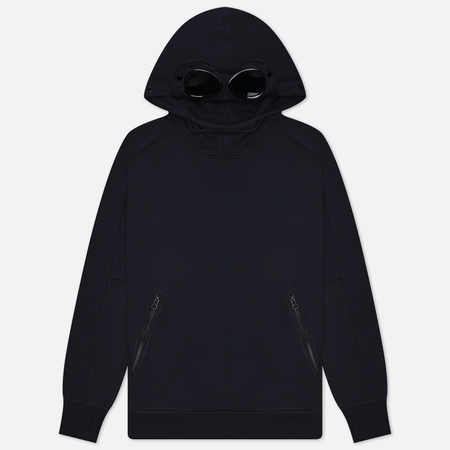 фото Мужская толстовка c.p. company diagonal raised fleece hoodie goggle, цвет синий, размер s