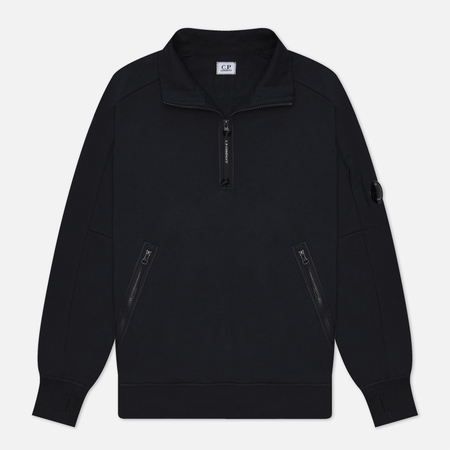 фото Мужская толстовка c.p. company diagonal raised fleece zipped lens detail, цвет синий, размер s