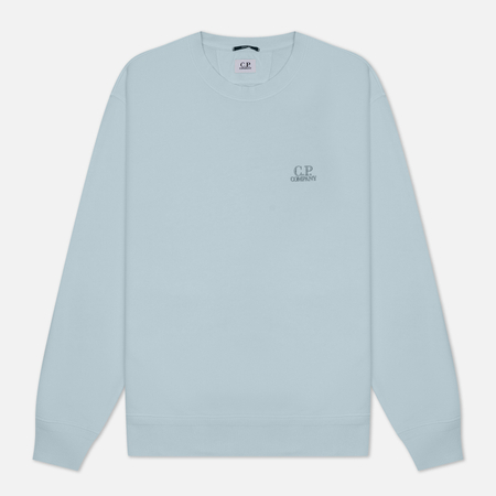 фото Мужская толстовка c.p. company cotton diagonal fleece logo resist dyed, цвет голубой, размер s