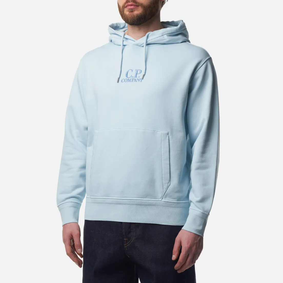 C.P. Company Мужская толстовка Cotton Diagonal Fleece Logo Hoodie Resist Dyed