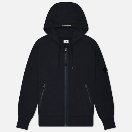 фото Мужская толстовка c.p. company diagonal raised fleece zipped hoodie, цвет синий, размер s