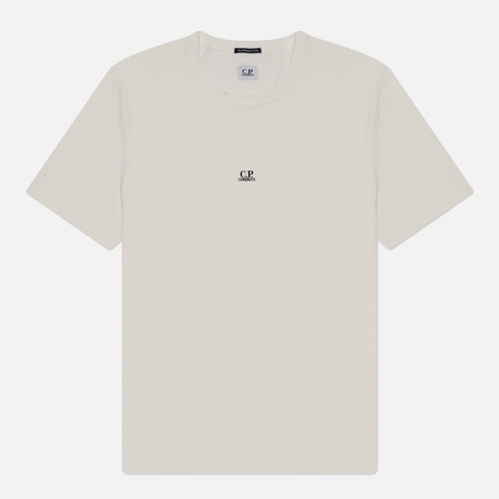 фото Мужская футболка c.p. company 70/2 mercerized jersey logo, цвет белый, размер xl