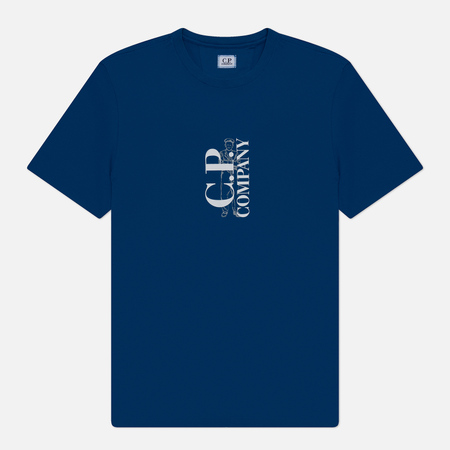 фото Мужская футболка c.p. company 30/1 jersey british sailor graphic, цвет синий, размер m