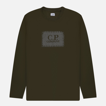 Мужской лонгслив C.P. Company 30/1 Jersey Logo, цвет оливковый, размер S