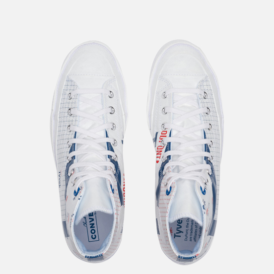 Мужские кеды Converse Chuck 70 Tyvek High White/Princess Blue/Fiery Red