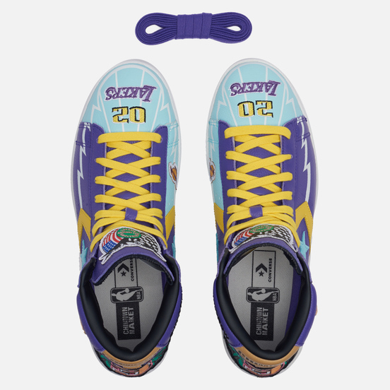 Мужские кеды Converse x Chinatown Market x NBA Pro Leather High Prism Violet/Poolside
