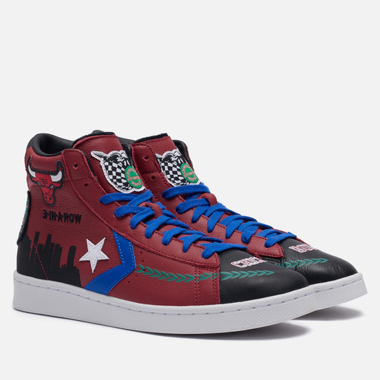 Мужские кеды Converse x Chinatown Market x NBA Pro Leather High Garnet/Black/Hyper Royal