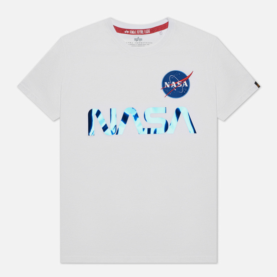 Мужская футболка Alpha Industries NASA Reflective White/Blue