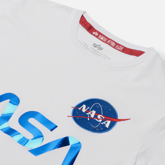 Мужская футболка Alpha Industries NASA Reflective White/Blue