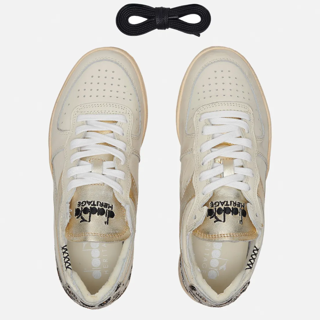 Diadora Heritage Женские кроссовки Mi Basket Row Cut Metallic Animalier