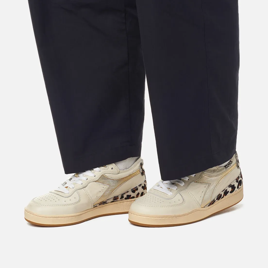 Diadora Heritage Женские кроссовки Mi Basket Row Cut Metallic Animalier