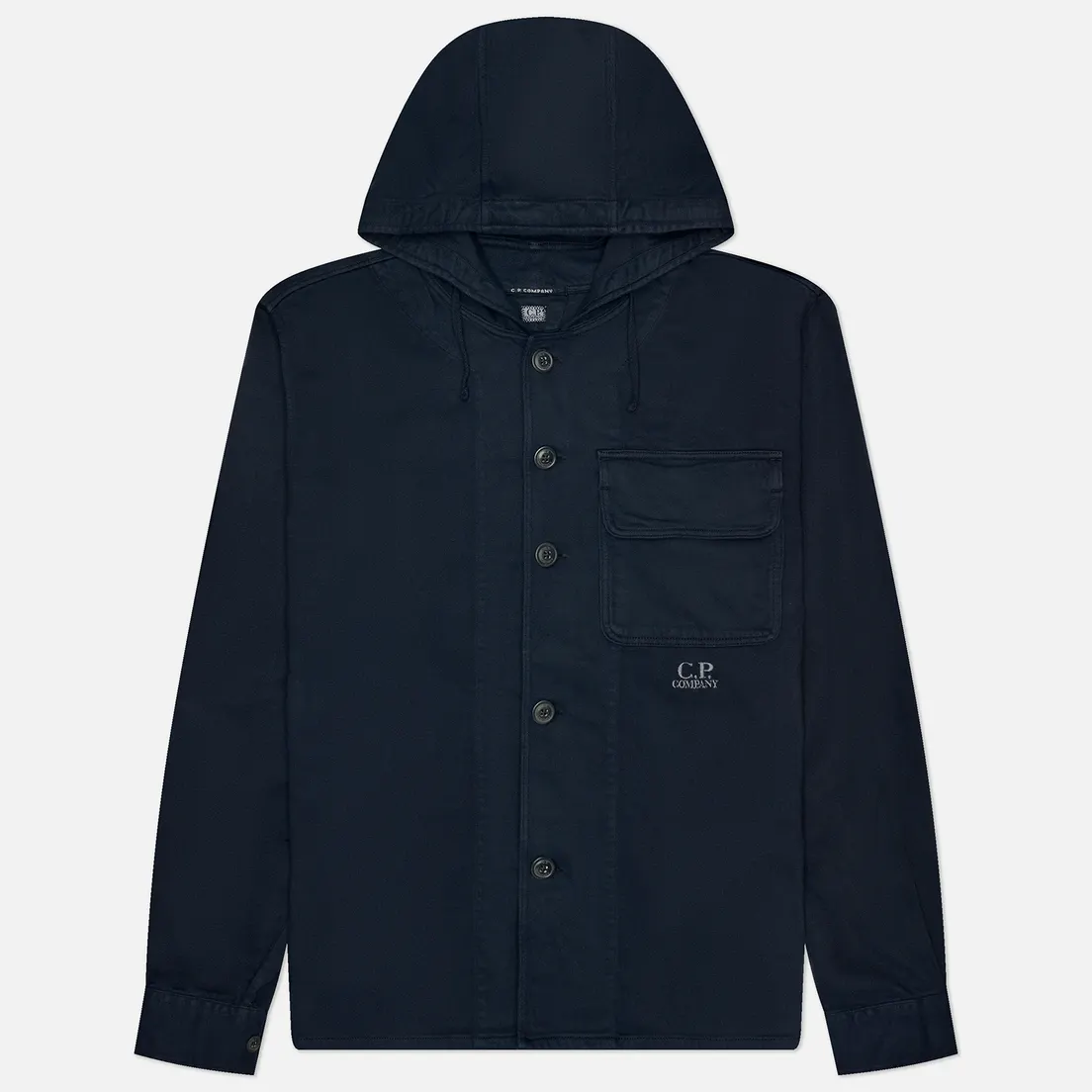 C.P. Company Мужская рубашка Armored Stretch Satin Hooded Buttoned Overshirt