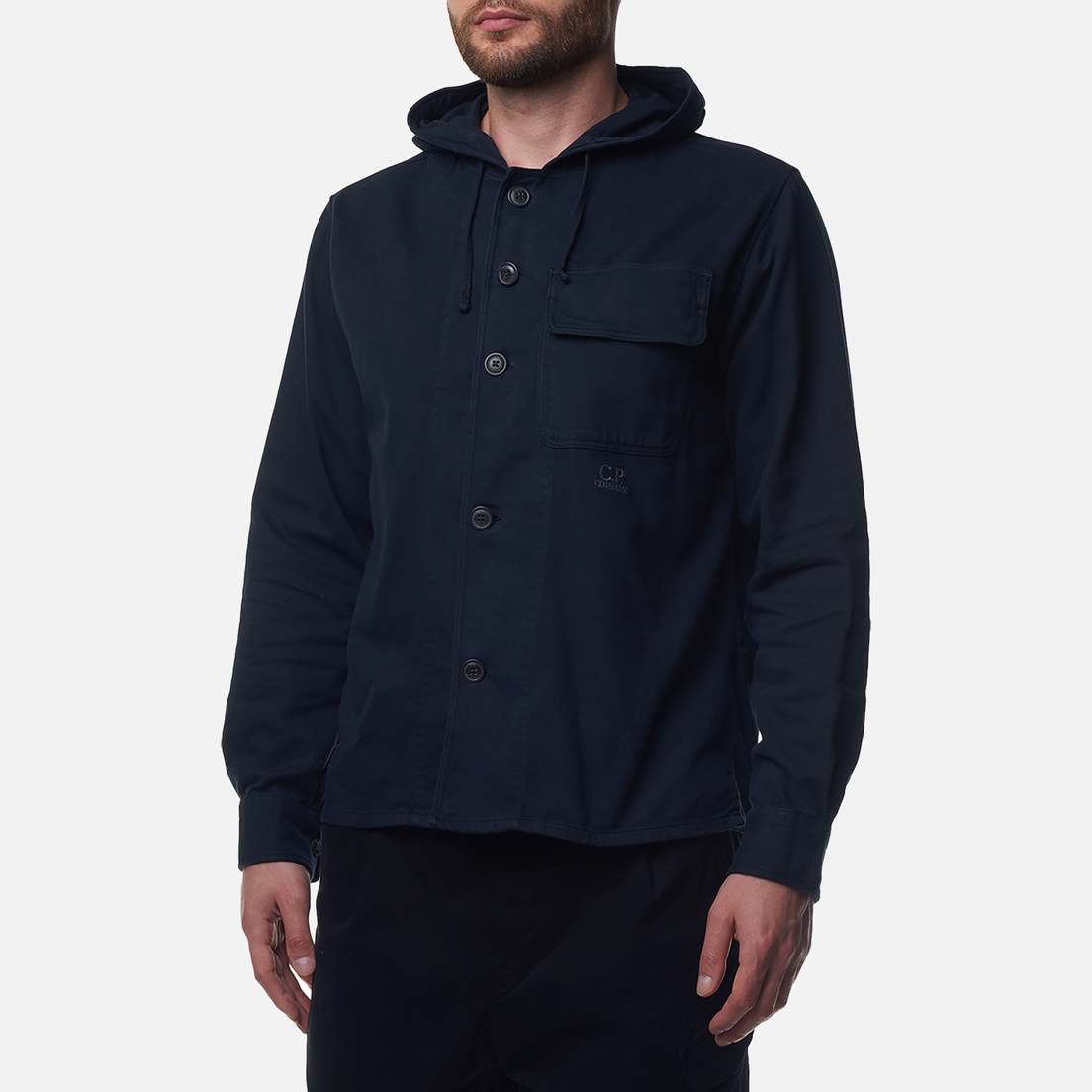 C.P. Company Мужская рубашка Armored Stretch Satin Hooded Buttoned Overshirt