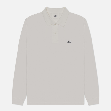 Мужской лонгслив C.P. Company Strech Piquet Logo Polo, цвет белый, размер S