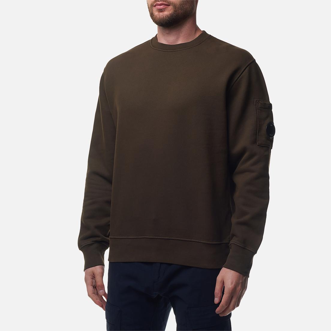 C.P. Company Мужская толстовка Brushed And Emerized Diagonal Fleece Lens Crew Neck