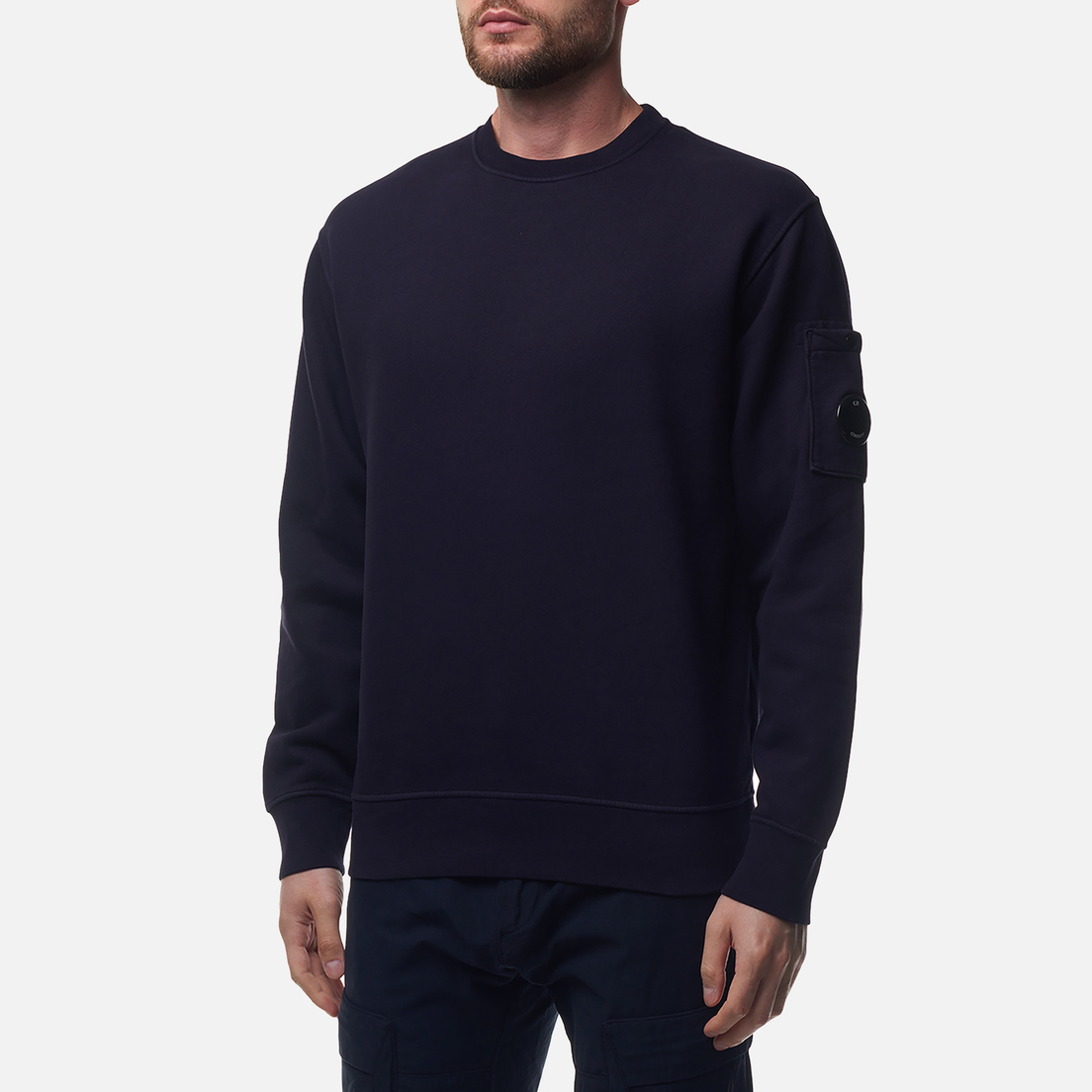 C.P. Company Мужская толстовка Brushed And Emerized Diagonal Fleece Lens Crew Neck