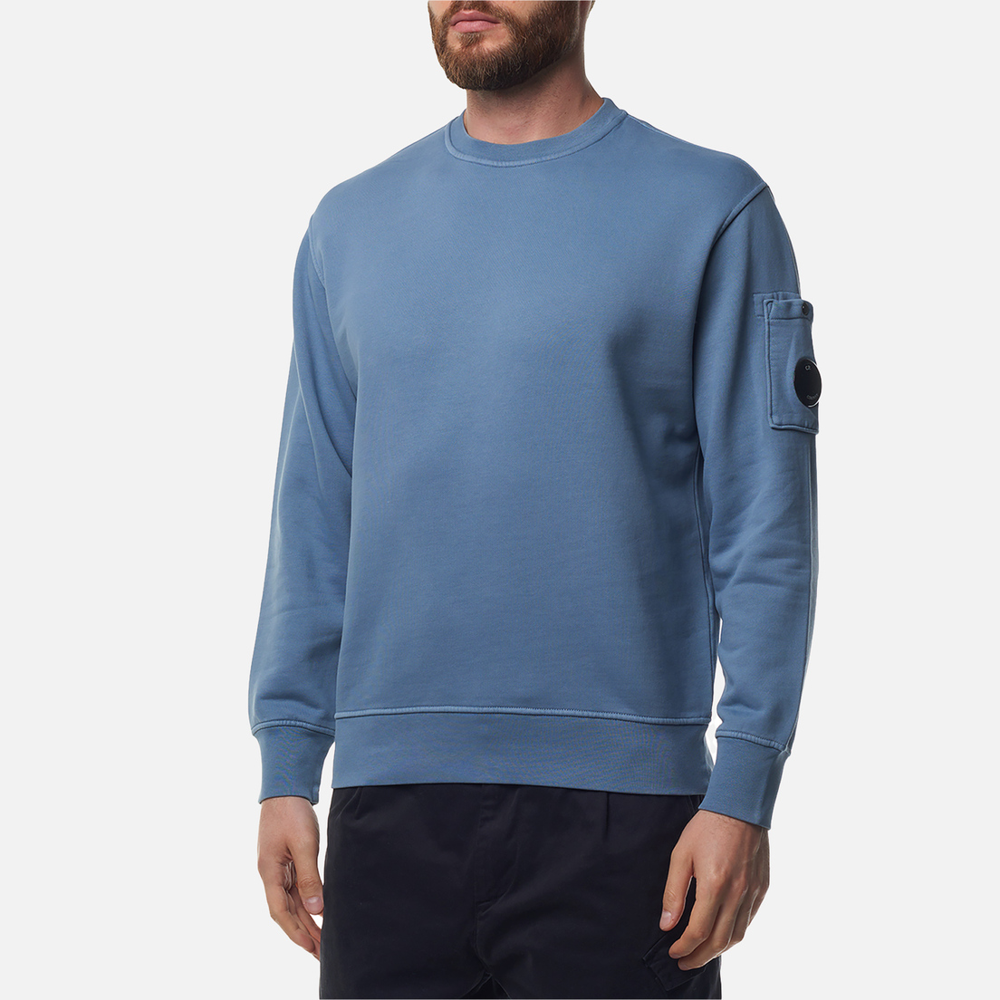 C.P. Company Мужская толстовка Brushed And Emerized Diagonal Fleece Lens Crew Neck