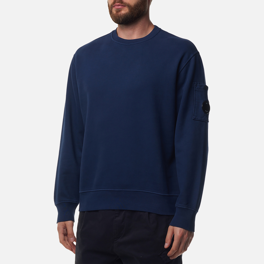 C.P. Company Мужская толстовка Brushed And Emerized Diagonal Fleece Lens Crew Neck