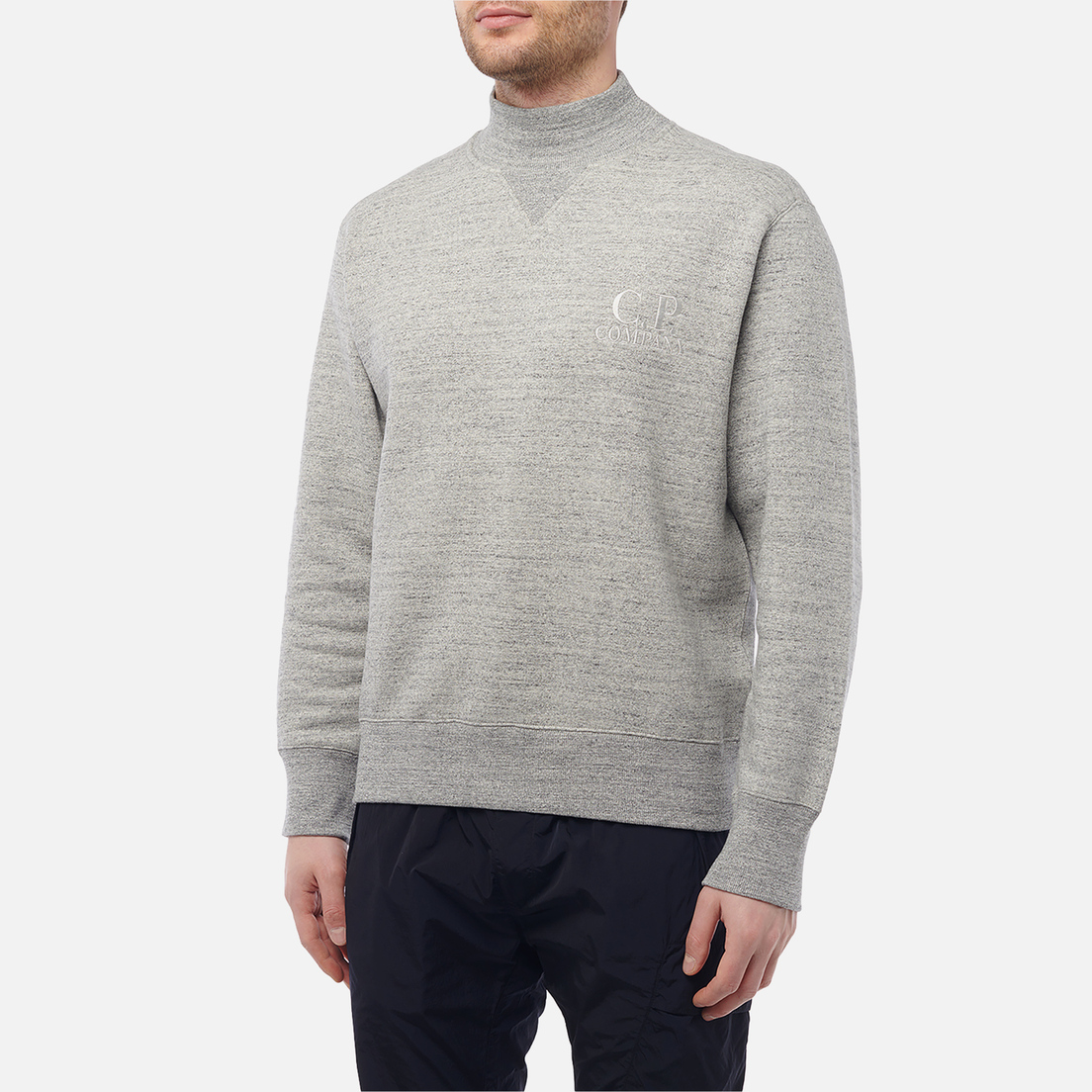 C.P. Company Мужская толстовка Japanese Melange Fleece Logo Turtle Neck