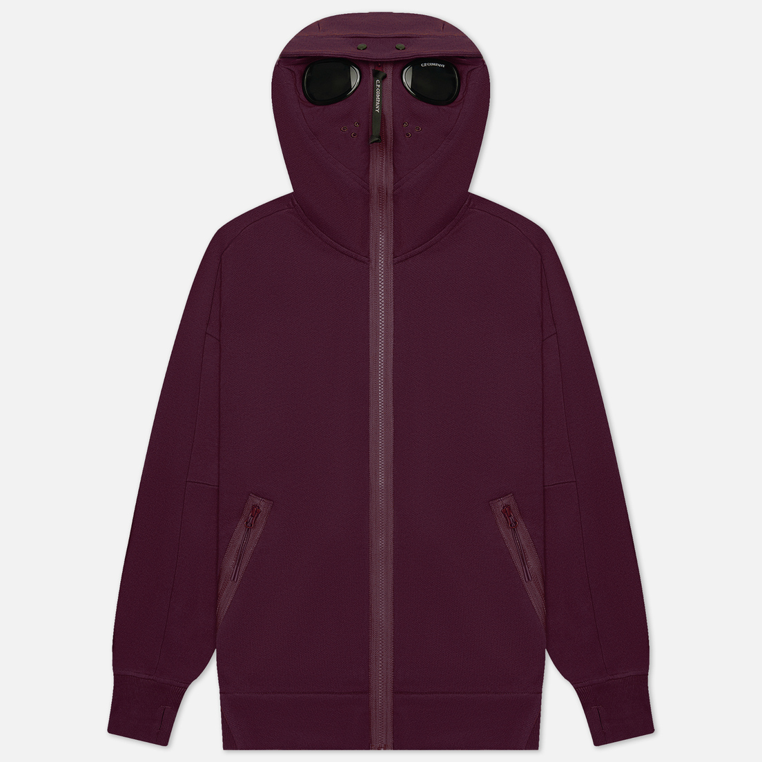 Diagonal Raised Fleece Goggle Zipped Hoodie