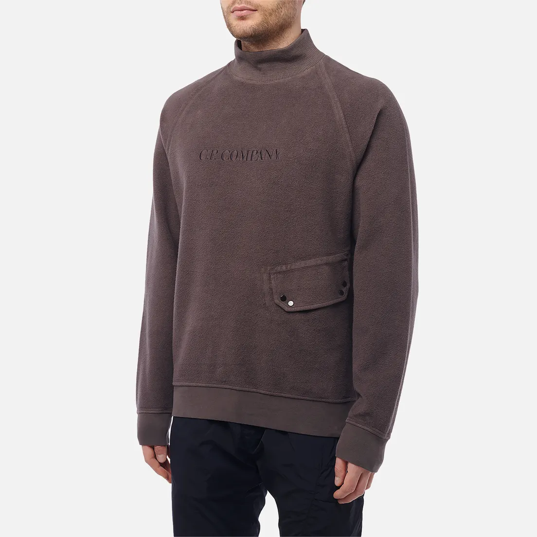 C.P. Company Мужская толстовка Reverse Brushed & Emerized Diagonal Fleece Mixed Funnel Neck