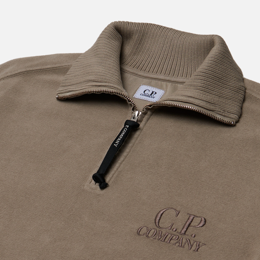 C.P. Company Мужская толстовка Reverse Brushed & Emerized Diagonal Fleece Mixed Half Zipped