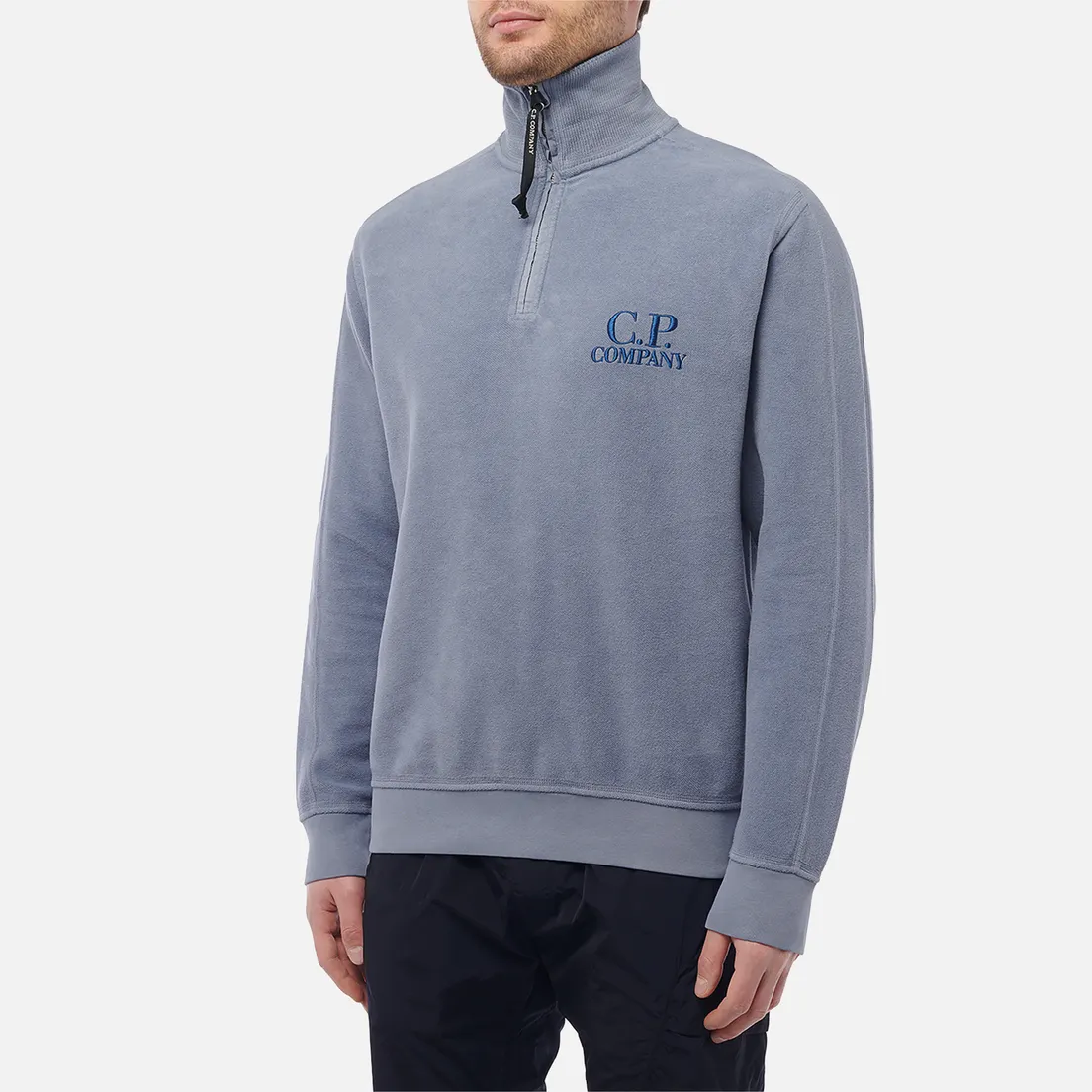 C.P. Company Мужская толстовка Reverse Brushed & Emerized Diagonal Fleece Mixed Half Zipped