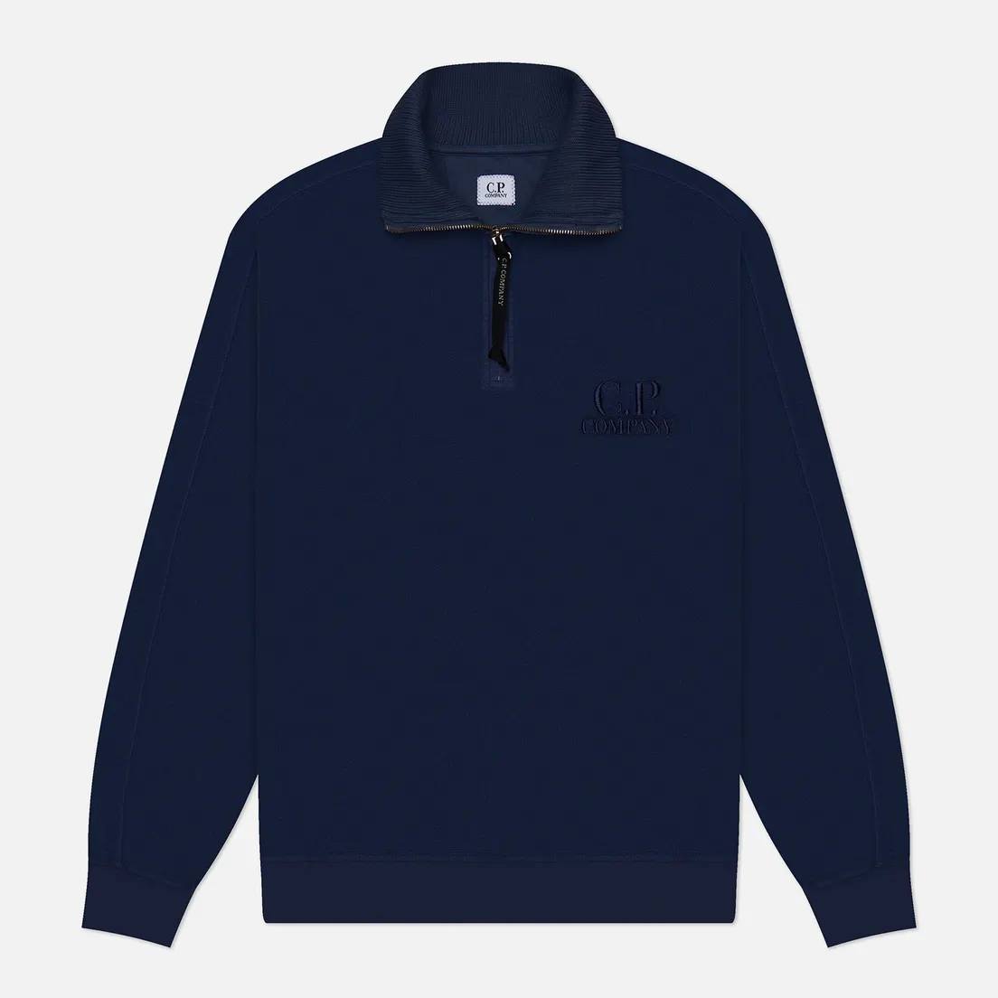 C.P. Company Мужская толстовка Reverse Brushed & Emerized Diagonal Fleece Mixed Half Zipped