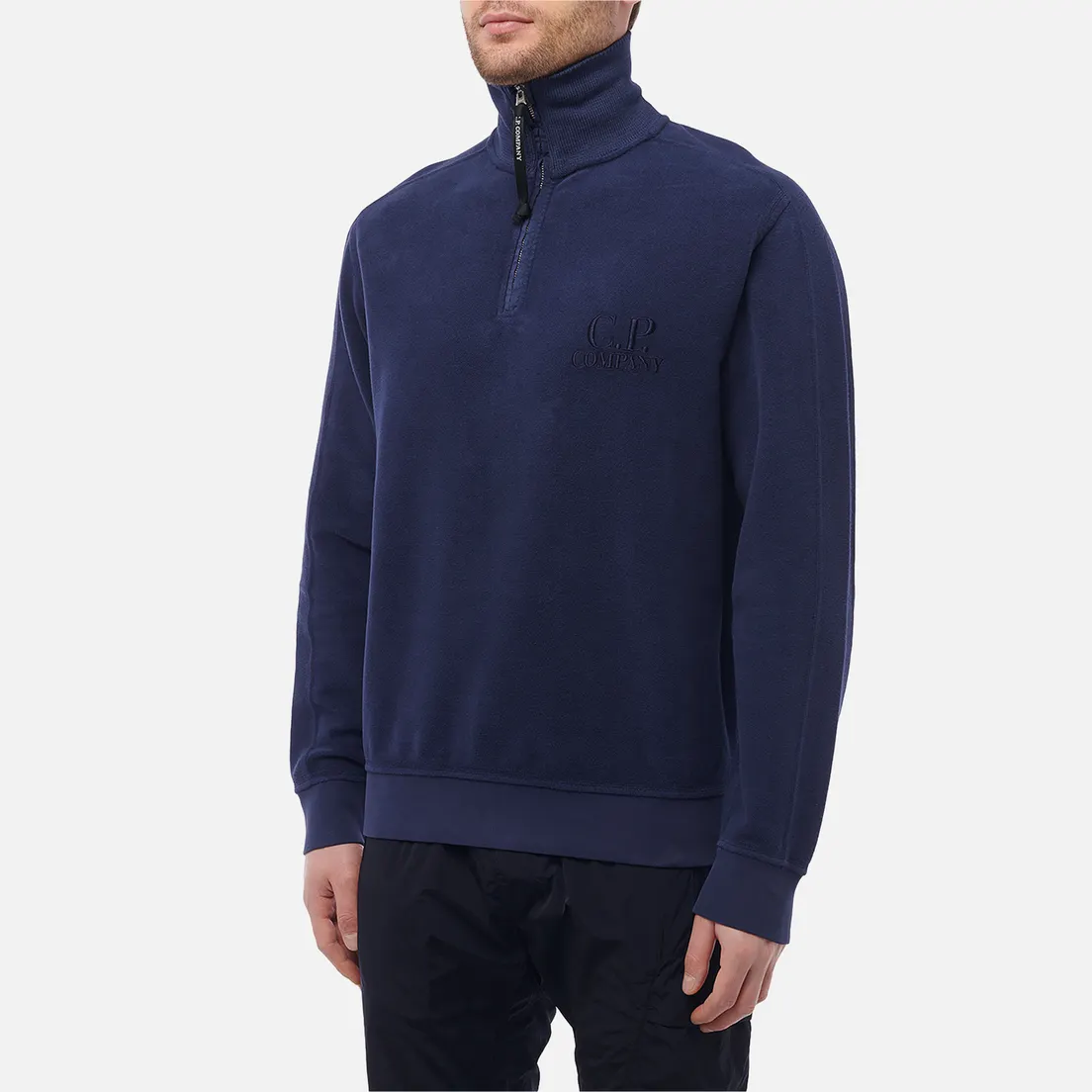 C.P. Company Мужская толстовка Reverse Brushed & Emerized Diagonal Fleece Mixed Half Zipped