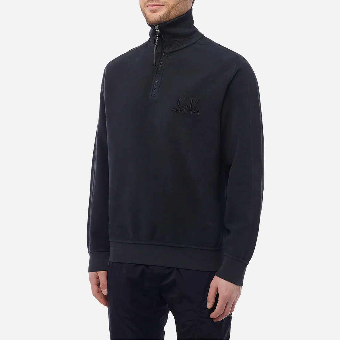 C.P. Company Мужская толстовка Reverse Brushed & Emerized Diagonal Fleece Mixed Half Zipped