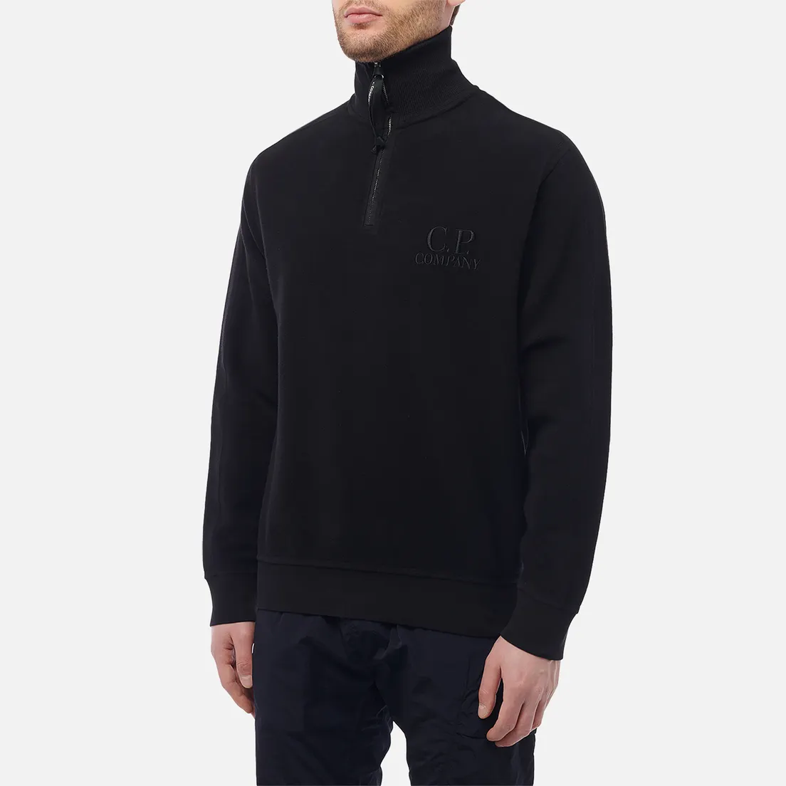 C.P. Company Мужская толстовка Reverse Brushed & Emerized Diagonal Fleece Mixed Half Zipped