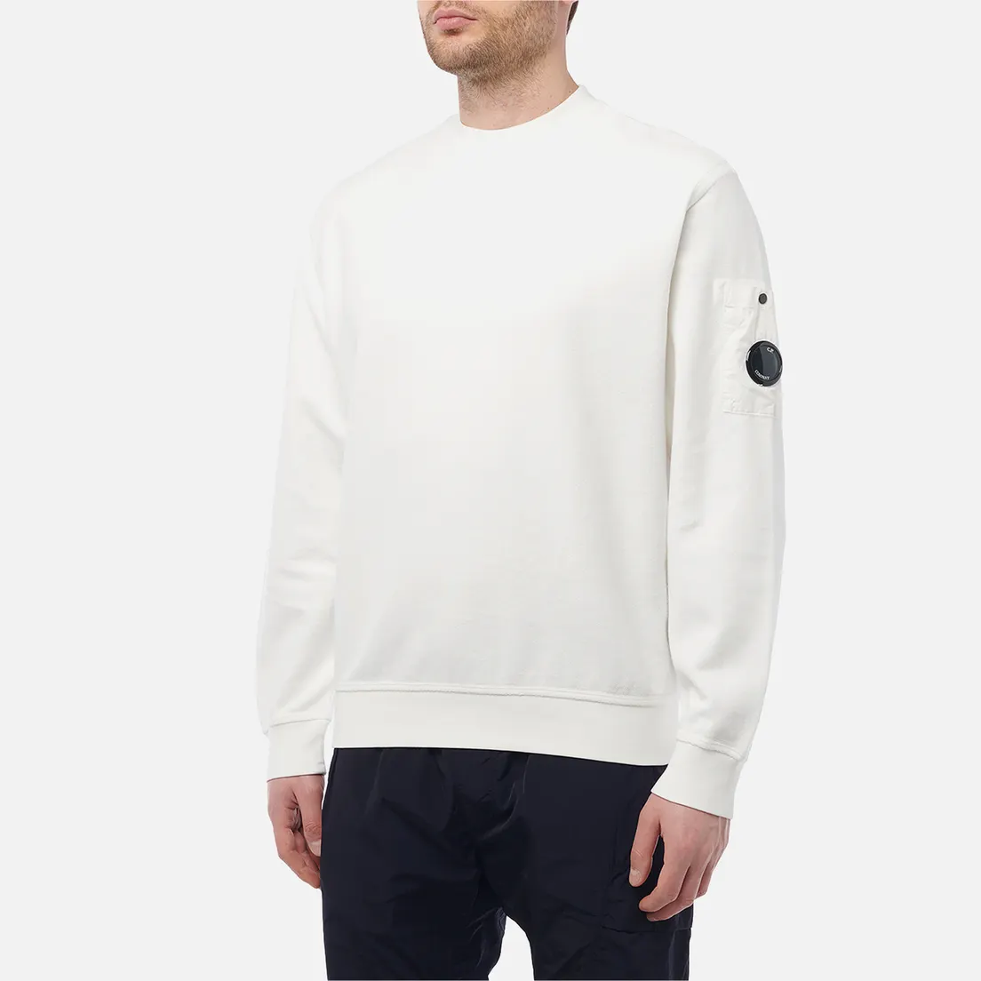 C.P. Company Мужская толстовка Reverse Brushed & Emerized Diagonal Fleece Mixed Crew Neck