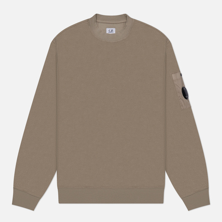 Мужская толстовка C.P. Company Reverse Brushed & Emerized Diagonal Fleece Mixed Crew Neck, цвет серый, размер M