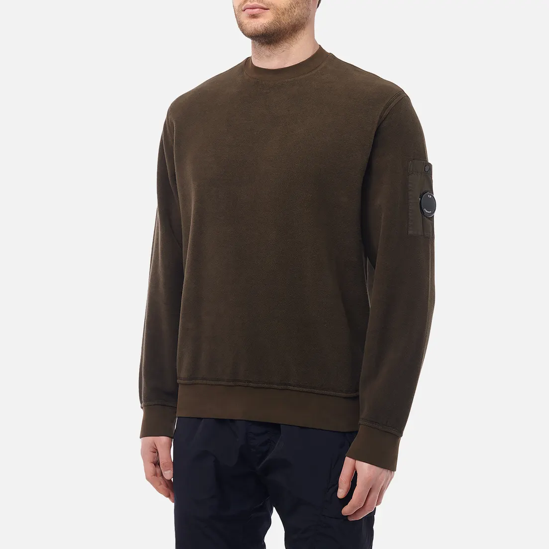 C.P. Company Мужская толстовка Reverse Brushed & Emerized Diagonal Fleece Mixed Crew Neck