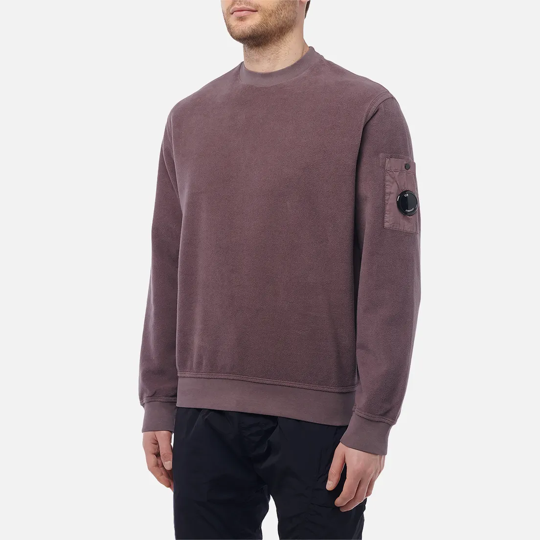 C.P. Company Мужская толстовка Reverse Brushed & Emerized Diagonal Fleece Mixed Crew Neck